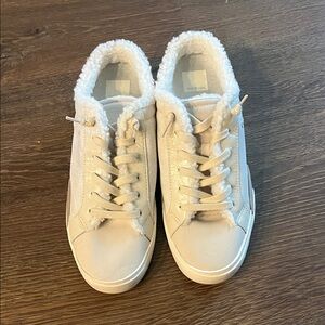 DV by Dolce Vita Cream Sneakers with Faux Fur